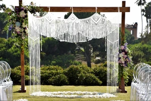 Large Macrame Wedding Backdrop(78" W x 86" L) for Arbor/Arch Bohemian Wall Hanging Decor Boho Doorway/Window Curtains Room Divider Large Macrame Wedding Backdrop(78" W x 86" L) for Arbor/Arch Bohemian Wall Hanging Decor Boho Doorway/Window Curtains Room Divider