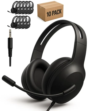 10 Pack Kids Headphones with Microphone, Adjustable & Durable School Headphones 3.5mm Jack, Comfortable Over-Ear Headphones for Children, Black 10 Pack Kids Headphones with Microphone, Adjustable & Durable School Headphones 3.5mm Jack, Comfortable Over-Ear Headphones for Children, Black