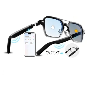 Smart Audio Bluetooth Glasses for Men & Women Wear-Induction Auto On/Off, Photochromic + Blue Light Blocking Interchangeable Frames, AI Real-Time Translation Smart Sunglasses, Hands-Free Calls Smart Audio Bluetooth Glasses for Men & Women Wear-Induction Auto On/Off, Photochromic + Blue Light Blocking Interchangeable Frames, AI Real-Time Translation Smart Sunglasses, Hands-Free Calls