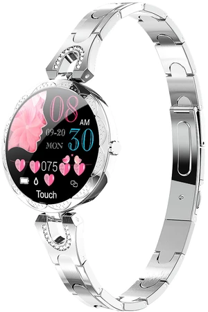 Silver Smart Watch for WomenLadies Smart Bracelet with Diamonds Stainless Steel Wristband, Elegant Fitness Tracker Pedometer Calorie Sleep Tracking Full Touchscreen for iOS Android Phones Silver Smart Watch for WomenLadies Smart Bracelet with Diamonds Stainless Steel Wristband, Elegant Fitness Tracker Pedometer Calorie Sleep Tracking Full Touchscreen for iOS Android Phones