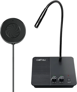 Window Intercom Speaker System Microphone for Business Counter Desk Mute Button;Flexible Gooseneck;Dual Way;Anti-Interference; Anti-howling;Inner and Outer Volume Knobs;REC jack Window Intercom Speaker System Microphone for Business Counter Desk Mute Button;Flexible Gooseneck;Dual Way;Anti-Interference; Anti-howling;Inner and Outer Volume Knobs;REC jack