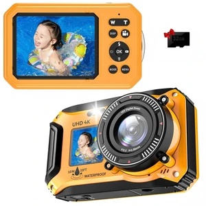 4K 56MP 33FT UHD Underwater Digital Camera for Snorkeling with 32GB Card Dual-Screen Compact Waterproof Dustproof Floatable Autofocus Point and Shoot Digital 1500mAh Battery 4K 56MP 33FT UHD Underwater Digital Camera for Snorkeling with 32GB Card Dual-Screen Compact Waterproof Dustproof Floatable Autofocus Point and Shoot Digital 1500mAh Battery