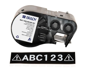 Authentic (M4C-1000-595-BK-WT) All-Weather Vinyl Labels 1 in W x 25ft White on Black. for use with BMP41, BMP51, M410, M510, and M511 Label Printers Authentic (M4C-1000-595-BK-WT) All-Weather Vinyl Labels 1 in W x 25ft White on Black. for use with BMP41, BMP51, M410, M510, and M511 Label Printers