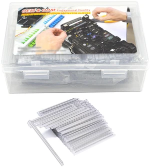 Preshrunk Fiber Optic Fusion Splice Protection Sleeve Clear 1000pcs with Storage Box (OD2.4mm x 60mm(L)) Preshrunk Fiber Optic Fusion Splice Protection Sleeve Clear 1000pcs with Storage Box (OD2.4mm x 60mm(L))