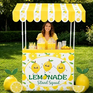Summer Lemonade Stand Kits Include Shelf Roof Awning Table Skirt Large Fresh Lemonade Stand Decoration for Outdoor Photo Prop Garden Holiday Picnic Lemon Themed Birthday Party Supplies(Without Table) Summer Lemonade Stand Kits Include Shelf Roof Awning Table Skirt Large Fresh Lemonade Stand Decoration for Outdoor Photo Prop Garden Holiday Picnic Lemon Themed Birthday Party Supplies(Without Table)