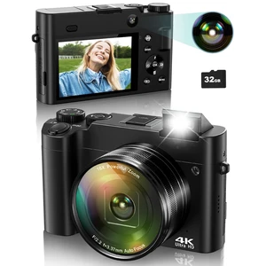 4K Digital Camera for Photography, 64MP Autofocus Vlogging Camera for YouTube with Selfie Lens, Compact Travel Video Camera with Flash, 16X Zoom, Anti-Shake, 32GB Card, 2 Batteries(Black) 4K Digital Camera for Photography, 64MP Autofocus Vlogging Camera for YouTube with Selfie Lens, Compact Travel Video Camera with Flash, 16X Zoom, Anti-Shake, 32GB Card, 2 Batteries(Black)