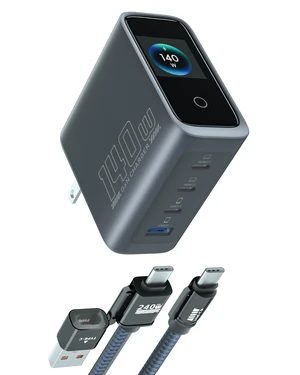 140W GaN USB C Charger Block with Smart Display,PD3.1 Fast Laptop Charger 4-Port,Foldable Plug,Touch Controls for MacBook Pro/Air, iPad, iPhone 17/16/15, USB-C Charging Cable Included 140W GaN USB C Charger Block with Smart Display,PD3.1 Fast Laptop Charger 4-Port,Foldable Plug,Touch Controls for MacBook Pro/Air, iPad, iPhone 17/16/15, USB-C Charging Cable Included