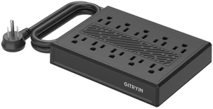 10-in-1 Airflow Power Strip, 3.28FT Flat Plug Extension Cord, 1875W ETL Certified Charging Station, Extension Cord with 10 AC Outlets, Desk Accessories for Office Home, Black 10-in-1 Airflow Power Strip, 3.28FT Flat Plug Extension Cord, 1875W ETL Certified Charging Station, Extension Cord with 10 AC Outlets, Desk Accessories for Office Home, Black