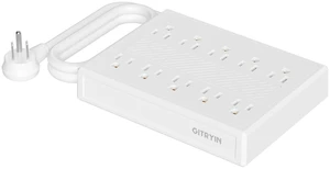 10-in-1 Airflow Power Strip, 3.28FT Flat Plug Extension Cord, 1875W ETL Certified Charging Station, Extension Cord with 10 AC Outlets, Desk Accessories for Office Home, White 10-in-1 Airflow Power Strip, 3.28FT Flat Plug Extension Cord, 1875W ETL Certified Charging Station, Extension Cord with 10 AC Outlets, Desk Accessories for Office Home, White