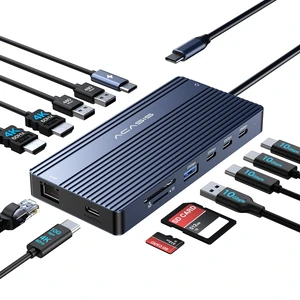 USB C Hub Docking Station Dual Monitor 2 HDMI 4K@60HZ,14 in 1 Laptop Docking Station 3 Monitor with 10Gbps(USB-c Video+Data,3*USB C,USB A) Ethernet,PD 100W,SD/TF,3.5mm Audio for Dell/HP/Lenovo USB C Hub Docking Station Dual Monitor 2 HDMI 4K@60HZ,14 in 1 Laptop Docking Station 3 Monitor with 10Gbps(USB-c Video+Data,3*USB C,USB A) Ethernet,PD 100W,SD/TF,3.5mm Audio for Dell/HP/Lenovo