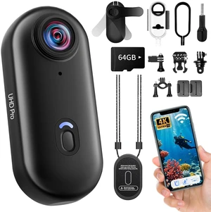 Mini Action Body Cam 4K, 64GB WiFi Sports Camera Wearable POV Camera 35g Thumb Size, 30m Waterproof, 120° Wide-Angle, Hands-free Recording Camera for Vlogging Cycling Swimming Hiking Mini Action Body Cam 4K, 64GB WiFi Sports Camera Wearable POV Camera 35g Thumb Size, 30m Waterproof, 120° Wide-Angle, Hands-free Recording Camera for Vlogging Cycling Swimming Hiking