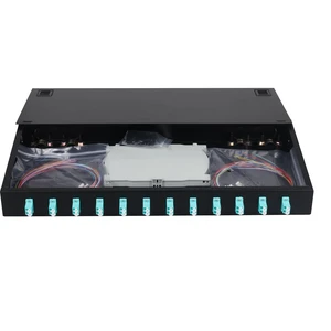 24 Fibers Port LC OM3 Multimode Rack Mount Enclosure Box with 12 Duplex Multimode couplers & pigtails, 24 Core LGX Patch Panel Box fits for 19" Racks Cabinet, Fiber termination kit 24 Fibers Port LC OM3 Multimode Rack Mount Enclosure Box with 12 Duplex Multimode couplers & pigtails, 24 Core LGX Patch Panel Box fits for 19" Racks Cabinet, Fiber termination kit