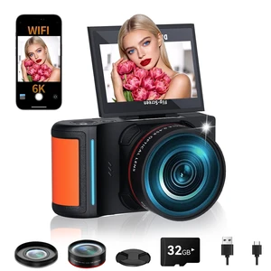 6K Digital Camera 96MP Vlogging Camera for YouTube with 3 Inch 180° Flip Screen WiFi Autofocus 18X Zoom 32GB Card Portable Travel Camera for Beginners 6K Digital Camera 96MP Vlogging Camera for YouTube with 3 Inch 180° Flip Screen WiFi Autofocus 18X Zoom 32GB Card Portable Travel Camera for Beginners