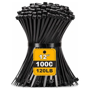 12 Inch Zip Ties,120LBS,0.3In Thick, 1000Pack, Black Cable Ties Self-Locking,Premium Nylon 66,120LBS Tensile Strength,UV&Weather Resistant,Indoor Outdoor General Use 12 Inch Zip Ties,120LBS,0.3In Thick, 1000Pack, Black Cable Ties Self-Locking,Premium Nylon 66,120LBS Tensile Strength,UV&Weather Resistant,Indoor Outdoor General Use