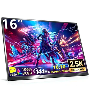 16 Inch 2.5K QHD Portable Monitor, 144Hz USB-C 16:10 Gaming Monitor 2560x1600 HDR second screen for laptop, MacBook, PC, PS5 and Xbox, with HDMI, VESA mounting holes and 180° portrait stand 16 Inch 2.5K QHD Portable Monitor, 144Hz USB-C 16:10 Gaming Monitor 2560x1600 HDR second screen for laptop, MacBook, PC, PS5 and Xbox, with HDMI, VESA mounting holes and 180° portrait stand
