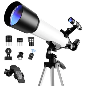 Telescope for Beginners, 70mm Aperture (20X-150X) 500mm Focal Length Refractor Astronomy Telescopes for Planets and Stars, Telescopio with Carry Bag, Phone Holder, Adjustable Tripod, White Telescope for Beginners, 70mm Aperture (20X-150X) 500mm Focal Length Refractor Astronomy Telescopes for Planets and Stars, Telescopio with Carry Bag, Phone Holder, Adjustable Tripod, White