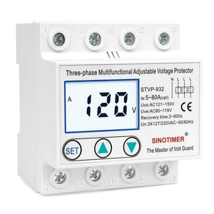 Adjustable 3 Phases 4 Wires Voltage Protector, 220VAC 60Hz 80A Load, Low Consumption LCD Self-Recovery Over and Under Voltage Surge Protection Relay (White Backlights) Adjustable 3 Phases 4 Wires Voltage Protector, 220VAC 60Hz 80A Load, Low Consumption LCD Self-Recovery Over and Under Voltage Surge Protection Relay (White Backlights)