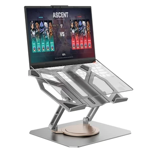 Heavy Laptop Stand for Desk, 360° Rotating Aluminum Gaming Riser 33 lbs Support, Ergonomic Height & Angle, Ventilated Design, for 11-17" Gaming Laptop, Thick Dual Arms Heavy Laptop Stand for Desk, 360° Rotating Aluminum Gaming Riser 33 lbs Support, Ergonomic Height & Angle, Ventilated Design, for 11-17" Gaming Laptop, Thick Dual Arms