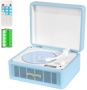 Retro Tabletop CD Player with Bluetooth Transmitter & Receiver Vintage CD player streams wireless audio to Bluetooth headphones or external speakers via USB, AUX & remote Retro Tabletop CD Player with Bluetooth Transmitter & Receiver Vintage CD player streams wireless audio to Bluetooth headphones or external speakers via USB, AUX & remote