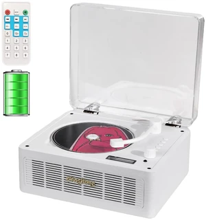 Mini Portable Bluetooth CD Player Designed Like Record Player Mini retro CD player looks like a vinyl turntable; streams Bluetooth, USB & AUX audio, making a perfect home gift Mini Portable Bluetooth CD Player Designed Like Record Player Mini retro CD player looks like a vinyl turntable; streams Bluetooth, USB & AUX audio, making a perfect home gift