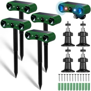 4 Pack Solar Ultrasonic Animal Repellent Outdoor Waterproof Adjustable Motion Sensor Alarm and Flashing Light, Raccoon Cat Dog Fox Deer Deterrent for Yard Garden Lawn 4 Pack Solar Ultrasonic Animal Repellent Outdoor Waterproof Adjustable Motion Sensor Alarm and Flashing Light, Raccoon Cat Dog Fox Deer Deterrent for Yard Garden Lawn