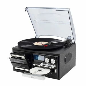Record Player 9 in 1 with EU Plug, Bluetooth 3-Speed Turntable for Vinyl Records, CD Cassette USB SD Player, AM FM Radio, Built-in Speakers, RCA Output, Headphone Jack and Remote Control Record Player 9 in 1 with EU Plug, Bluetooth 3-Speed Turntable for Vinyl Records, CD Cassette USB SD Player, AM FM Radio, Built-in Speakers, RCA Output, Headphone Jack and Remote Control