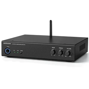 Bluetooth 6.0 Stereo Amplifier, Quick Disconnect, Digital Audio Amp 2x100W Max, 4/8 passive speakers, AUX input, bass/treble control & Phoenix terminals for home, office, garage and shop audio Bluetooth 6.0 Stereo Amplifier, Quick Disconnect, Digital Audio Amp 2x100W Max, 4/8 passive speakers, AUX input, bass/treble control & Phoenix terminals for home, office, garage and shop audio