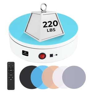 11.8inch 220LB Motorized 360° Photography Turntable with Remote Electric Rotating Display Stand, Smooth 360° Spin, White, for Product Photos, Short Videos & Commercial Display 11.8inch 220LB Motorized 360° Photography Turntable with Remote Electric Rotating Display Stand, Smooth 360° Spin, White, for Product Photos, Short Videos & Commercial Display