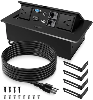 Pop Up Conference Table Power Outlet with 4KHDMI, VGA, RJ45, USB & AC Ports 45° Pop-Up Desktop Hub with AC Power, 4KHDMI, VGA, RJ45 & USB Ports for Conference Tables, Offices and Meeting Rooms Pop Up Conference Table Power Outlet with 4KHDMI, VGA, RJ45, USB & AC Ports 45° Pop-Up Desktop Hub with AC Power, 4KHDMI, VGA, RJ45 & USB Ports for Conference Tables, Offices and Meeting Rooms
