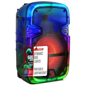 Rechargeable Karaoke Party Wireless Bluetooth Speaker, TMS-853 Portable, 8" Woofer, 500 Watts, 5-Hour Playtime, TWS, Microphone/AUX/USB/TF Card Inputs, FM Radio, LED Party Lights Rechargeable Karaoke Party Wireless Bluetooth Speaker, TMS-853 Portable, 8" Woofer, 500 Watts, 5-Hour Playtime, TWS, Microphone/AUX/USB/TF Card Inputs, FM Radio, LED Party Lights