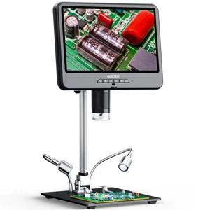 GLG208SE 4K 30FPS HDMI Digital Microscope 1500X with Microphone for Electronics Repair, 10.1" Dual Screen Display, 3840P UHD Video Audio for PCB Soldering, Coin Microscope Full View for Error Coins GLG208SE 4K 30FPS HDMI Digital Microscope 1500X with Microphone for Electronics Repair, 10.1" Dual Screen Display, 3840P UHD Video Audio for PCB Soldering, Coin Microscope Full View for Error Coins