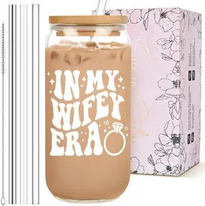 Bridal Shower Gift - Cute Cool Wedding Day Idea for Bride to Be, Future Mrs, Bachelorette - In My Wifey Era Glass Cup Tumbler Bridal Shower Gift - Cute Cool Wedding Day Idea for Bride to Be, Future Mrs, Bachelorette - In My Wifey Era Glass Cup Tumbler
