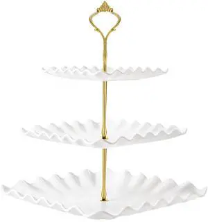 Plastic Dessert Cupcake Stand, 3 Tier Cupcake Tower Holder, White | Thicker Food-Graded Plastic Tiered Serving Tray with Metal Rod, Suitable for Tea Party, Birthday, Wedding, Baby Shower Plastic Dessert Cupcake Stand, 3 Tier Cupcake Tower Holder, White | Thicker Food-Graded Plastic Tiered Serving Tray with Metal Rod, Suitable for Tea Party, Birthday, Wedding, Baby Shower