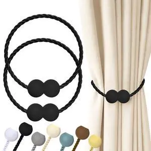 Magnetic Curtain Tiebacks Black 2pcs, Curtain Holdbacks Hooks Holders | Decorative Curtain Buckles Clip for Drapes Home Outdoor Bedroom Office No Drill No Tools Magnetic Curtain Tiebacks Black 2pcs, Curtain Holdbacks Hooks Holders | Decorative Curtain Buckles Clip for Drapes Home Outdoor Bedroom Office No Drill No Tools