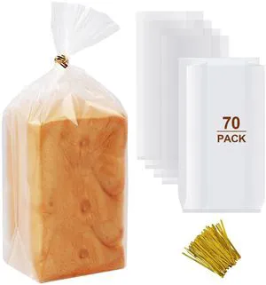 70 Pack Bread Bags & 100 Pack Ties, 8" x 4" x 18" Clear Bread Bags for Homemade Bread, Reusable Plastic Bread Storage Bags for Bakers, Bakery Owners 70 Pack Bread Bags & 100 Pack Ties, 8" x 4" x 18" Clear Bread Bags for Homemade Bread, Reusable Plastic Bread Storage Bags for Bakers, Bakery Owners
