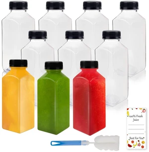 10 Pack 12 oz Clear Plastic Juice Bottles with Caps Reusable Food Grade | Sealed Leakproof Lids, Lightweight 12 oz Food-Grade Plastic Containers for Lemonade, Cold Brew, Milkshakes & Juicing 10 Pack 12 oz Clear Plastic Juice Bottles with Caps Reusable Food Grade | Sealed Leakproof Lids, Lightweight 12 oz Food-Grade Plastic Containers for Lemonade, Cold Brew, Milkshakes & Juicing