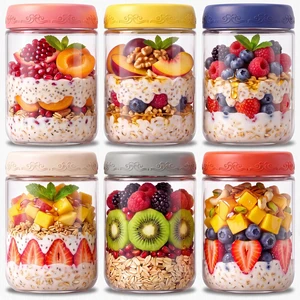 6-pack 16 oz Overnight Oats Containers with Lids | Mason Jars with Airtight Lids, Wide mouth Mason Salad jars, Yogurt Parfaits, Smoothies, Salads (16oz - 6pcs) 6-pack 16 oz Overnight Oats Containers with Lids | Mason Jars with Airtight Lids, Wide mouth Mason Salad jars, Yogurt Parfaits, Smoothies, Salads (16oz - 6pcs)