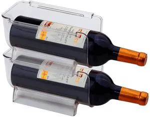 2 Pack Plastic Stackable Water Bottle and Wine Rack Storage Organizer for Kitchen Countertops, Pantry, Fridge, Clear 2 Pack Plastic Stackable Water Bottle and Wine Rack Storage Organizer for Kitchen Countertops, Pantry, Fridge, Clear