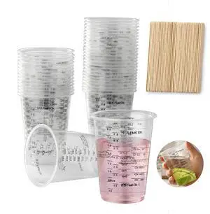 40PCS Measuring Mixing Cups, Little Cook 8oz Disposable Clear Plastic Resin Epoxy Paint Mixing Cups with 40pcs Wooden Stirring Sticks 40PCS Measuring Mixing Cups, Little Cook 8oz Disposable Clear Plastic Resin Epoxy Paint Mixing Cups with 40pcs Wooden Stirring Sticks