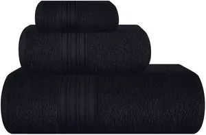 Ultra Soft 3 Pack Cotton Towel Set, Contains a Bath Towels 28x55 inch, a Hand Towels 16x24 inch & a Wash Coths 12x12 inch, Ideal Everyday use, Compact & Lightweight - Black Ultra Soft 3 Pack Cotton Towel Set, Contains a Bath Towels 28x55 inch, a Hand Towels 16x24 inch & a Wash Coths 12x12 inch, Ideal Everyday use, Compact & Lightweight - Black
