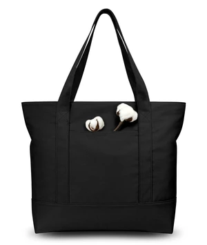 1-Pack Canvas Tote Bag with an External Pocket, Reusable Grocery Shopping Bag, Top Zipper Closure, Daily Essentials (Black) 1-Pack Canvas Tote Bag with an External Pocket, Reusable Grocery Shopping Bag, Top Zipper Closure, Daily Essentials (Black)