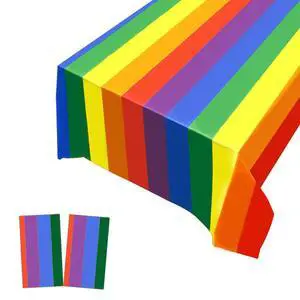 2 Pack Plastic Tablecloths - Disposable Table Covers for Christmas, BBQ, Picnic, Birthday, Wedding & Parties - Oil-proof, Thin Rainbow Table Cover - 54 x 108 In 2 Pack Plastic Tablecloths - Disposable Table Covers for Christmas, BBQ, Picnic, Birthday, Wedding & Parties - Oil-proof, Thin Rainbow Table Cover - 54 x 108 In