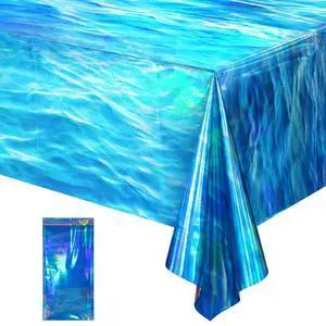1Pcs 54 x 108 Inch Iridescent Ocean Waves Plastic Tablecloths | Disposable Blue Table Cloth Rectangle Table Covers for Under the Sea Beach Pool Party Birthday Party Decorations 1Pcs 54 x 108 Inch Iridescent Ocean Waves Plastic Tablecloths | Disposable Blue Table Cloth Rectangle Table Covers for Under the Sea Beach Pool Party Birthday Party Decorations