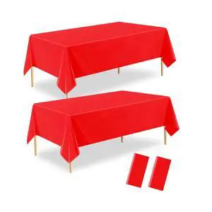 Disposable Red Tablecloth 2 Pack, 54 X 108 Inch Red Plastic Table Cloths Rectangle for Birthday, Wedding Christmas and Valentine's Day Decoration Disposable Red Tablecloth 2 Pack, 54 X 108 Inch Red Plastic Table Cloths Rectangle for Birthday, Wedding Christmas and Valentine's Day Decoration