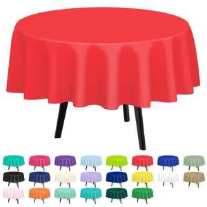 2 Pack Red Round Plastic Tablecloth Disposable | 84 Inch Circle Table Cloth for Valentines, Mothers Day, Birthday Party, Christmas Decorations 2 Pack Red Round Plastic Tablecloth Disposable | 84 Inch Circle Table Cloth for Valentines, Mothers Day, Birthday Party, Christmas Decorations