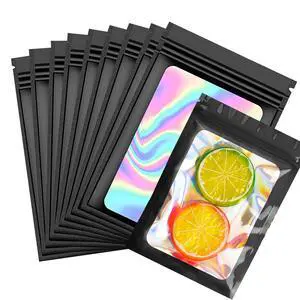 100 Pieces Smell Proof Bags Holographic Piecesaging Bags Storage Bag with Clear Window for Food Storage (Black Color,2.4 * 3.9 Inch) 100 Pieces Smell Proof Bags Holographic Piecesaging Bags Storage Bag with Clear Window for Food Storage (Black Color,2.4 * 3.9 Inch)