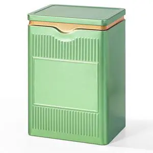 Tea Tin, Premium Tight Sealing Metal Canister with Press on Lid | Storage Tin for Loose Leaf, Tea Bags, Ideal for Kitchen Countertop & Pantry, Green Square Tinplate Can, JOYLULU Tea Tin, Premium Tight Sealing Metal Canister with Press on Lid | Storage Tin for Loose Leaf, Tea Bags, Ideal for Kitchen Countertop & Pantry, Green Square Tinplate Can, JOYLULU