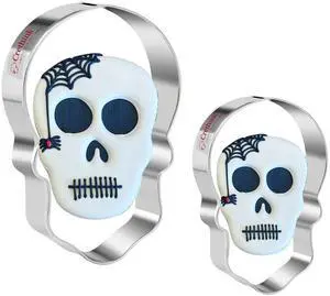 2 Pieces Halloween Skull Cookie Cutter Set - Stainless Steel | Stainless Steel Halloween Shape Cookie Cutters for Baking 2 Pieces Halloween Skull Cookie Cutter Set - Stainless Steel | Stainless Steel Halloween Shape Cookie Cutters for Baking