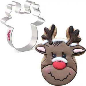 Christmas Reindeer Face Cookie Cutter, 4, Premium Stainless Steel | Decent Size, Simple Classic Shape, Dishwasher Safe, Durable for Repeated Use Christmas Reindeer Face Cookie Cutter, 4, Premium Stainless Steel | Decent Size, Simple Classic Shape, Dishwasher Safe, Durable for Repeated Use