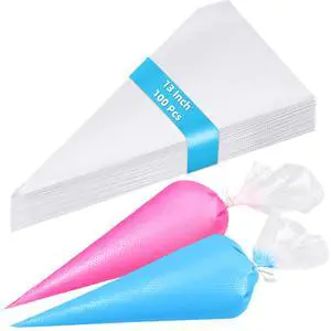 Disposable Piping Bags, 13 Inch Pastry Bags, 100 Count | Anti Burst Icing Bags for Frosting, Cake Decorating, Baking and Cookies Disposable Piping Bags, 13 Inch Pastry Bags, 100 Count | Anti Burst Icing Bags for Frosting, Cake Decorating, Baking and Cookies